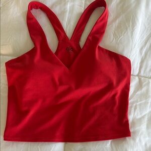 ALO Yoga Women's Real Bra Tank Red Hot summer color, size Medium